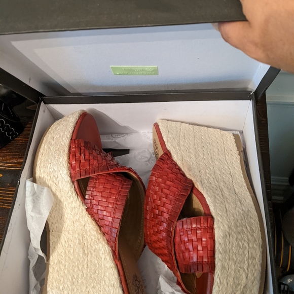 Red wedges mules high heel size 8 - Picture 3 of 4